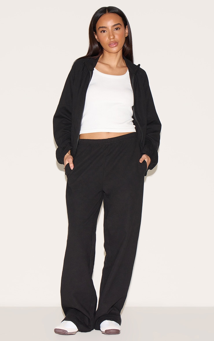 Petite Black Oversized Interlock Zip Through Sweatshirt image 3