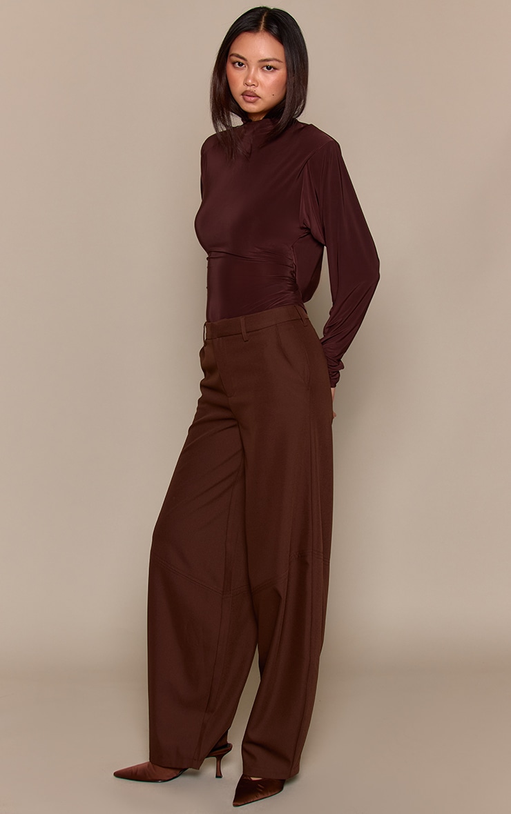 Chocolate Slinky Cowl Back Slouchy Long Sleeve Top  image 3