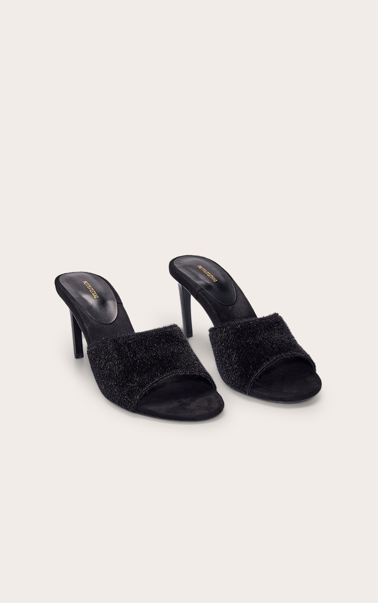 Mules rondes en faux poil de cheval noir image 3