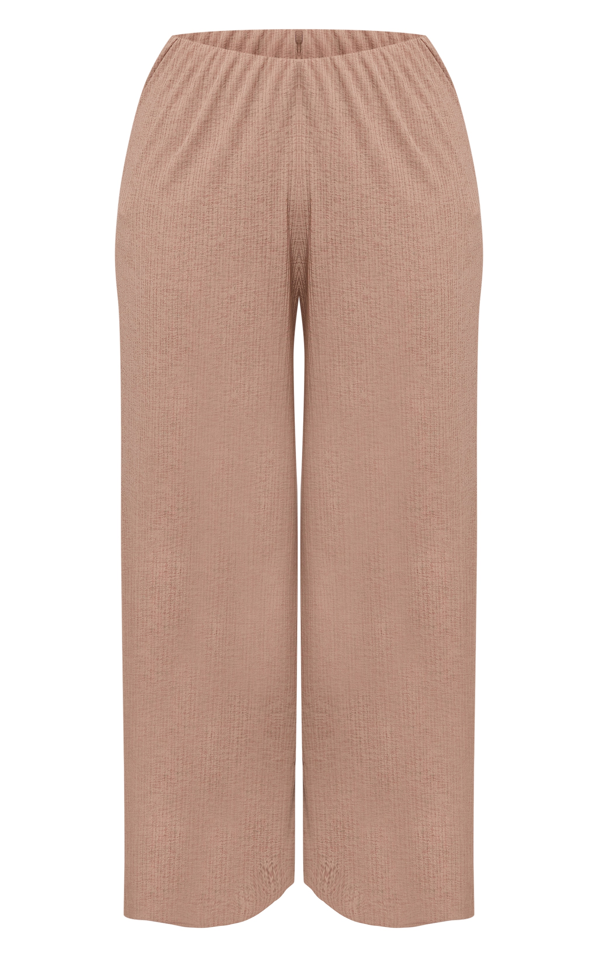 Petite Taupe Sheer Textured Wide Leg Pants image 5