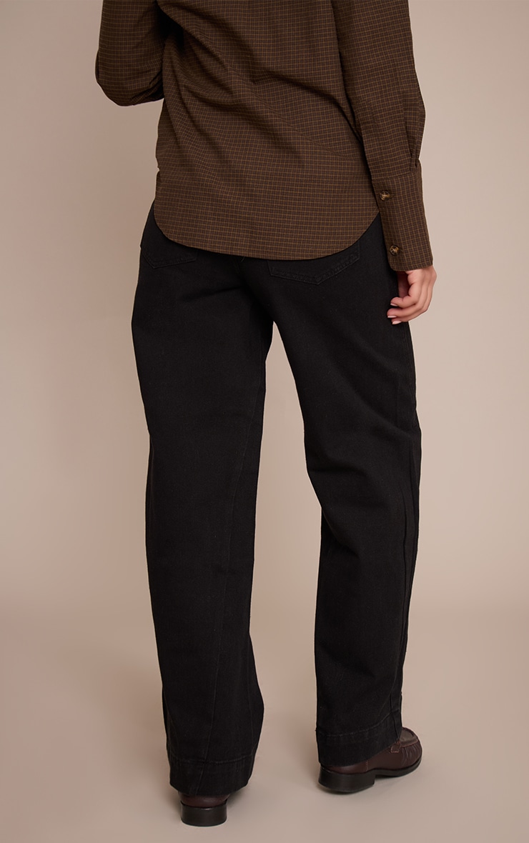 Washed Black Relaxed Mid Rise Seam Detail Wide Leg Jeans image 3