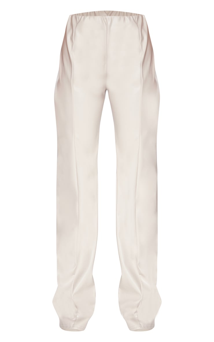 Stone Faux Leather Seam Detail Straight Leg Pants image 5