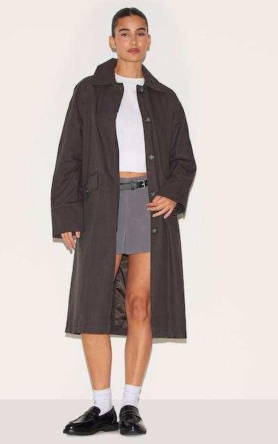 Charcoal Classic Button Through Mac