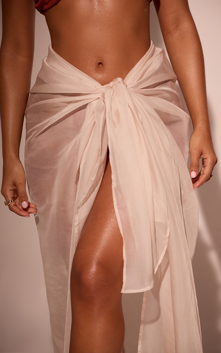 Cream Silk Feel Sheer Maxi Sarong image 4