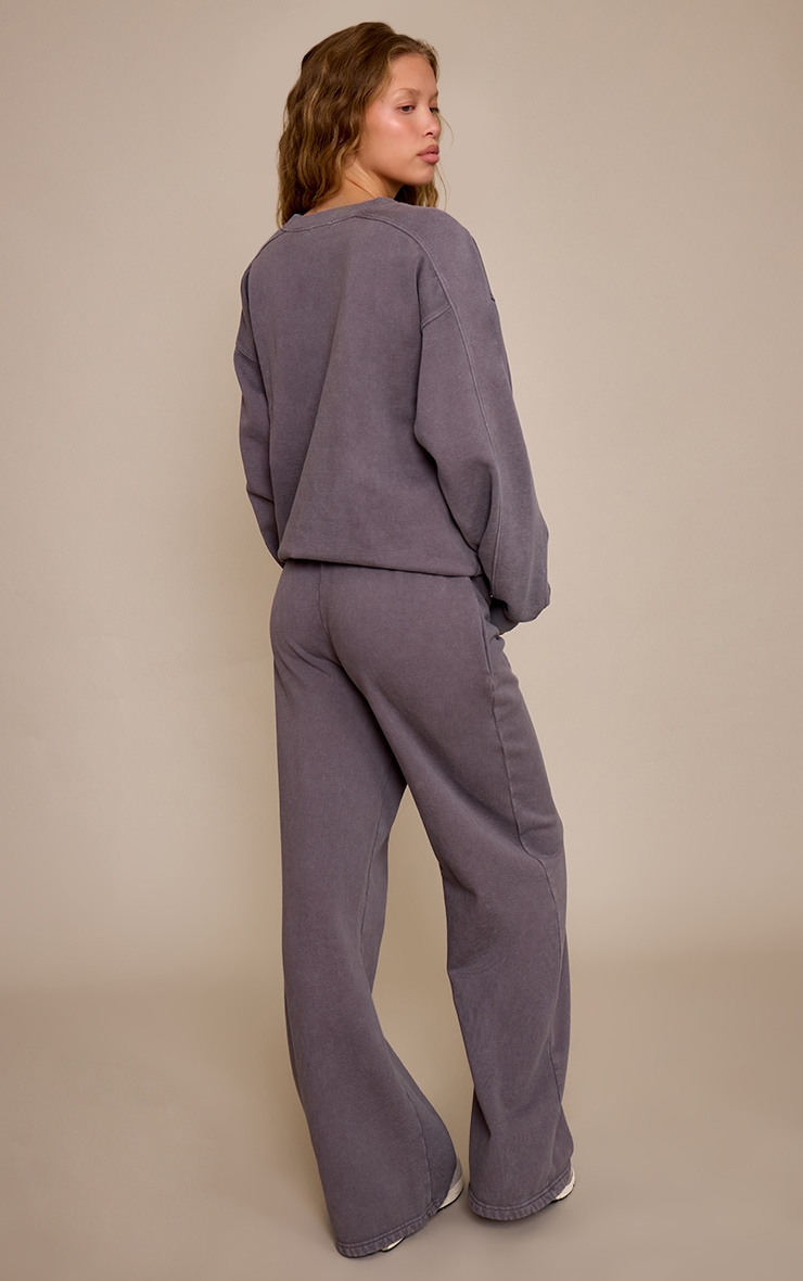Charcoal Acid Washed Wide Leg Sweatpants image 3