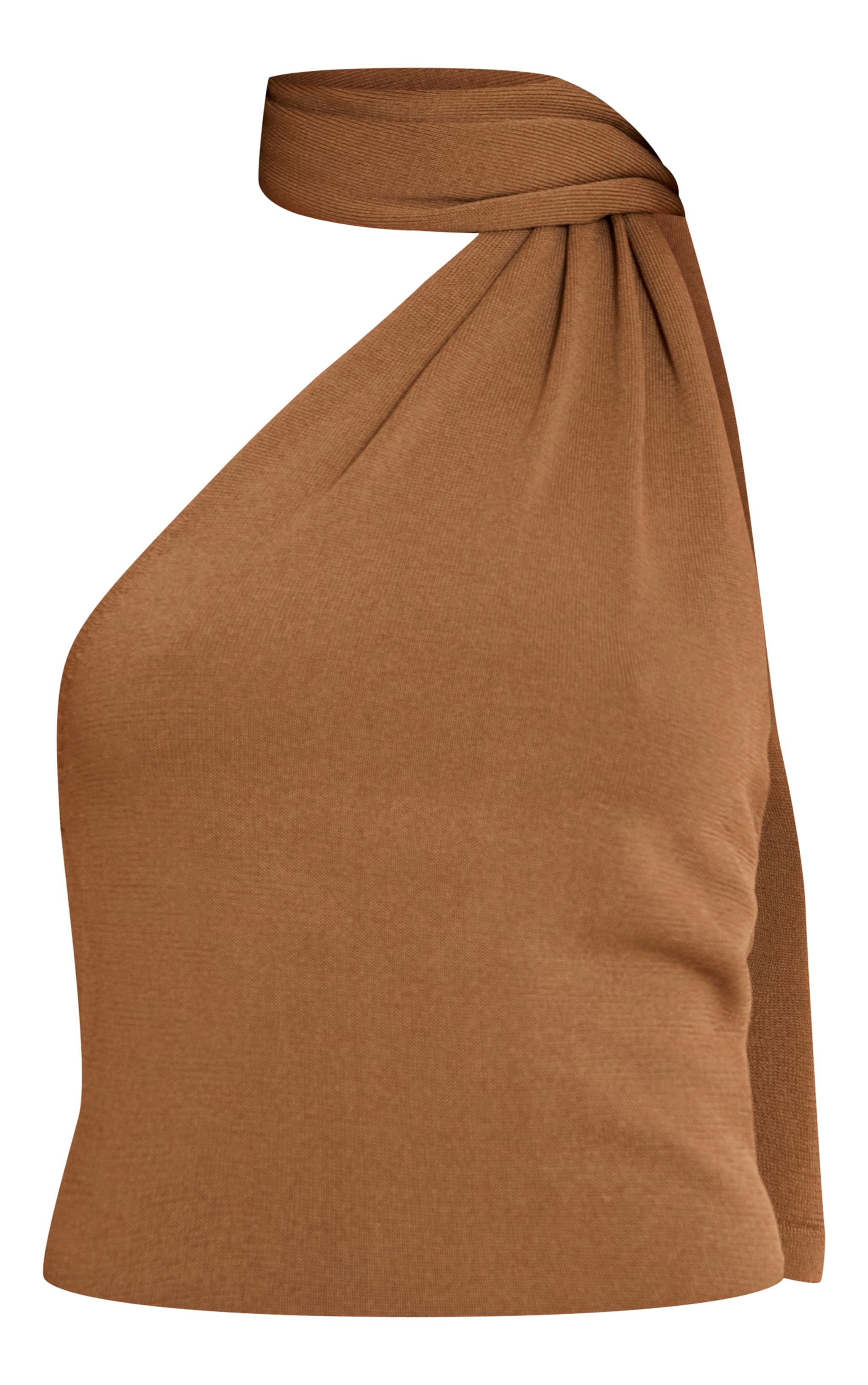 Khaki Scarf Neck Detail Sleeveless Knitted Top  image 5