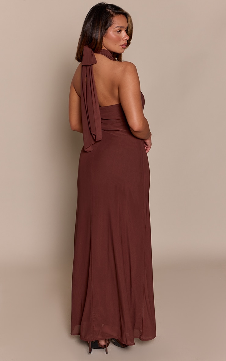 Shape Chocolate Chiffon Scarf Detail Maxi Dress  image 4