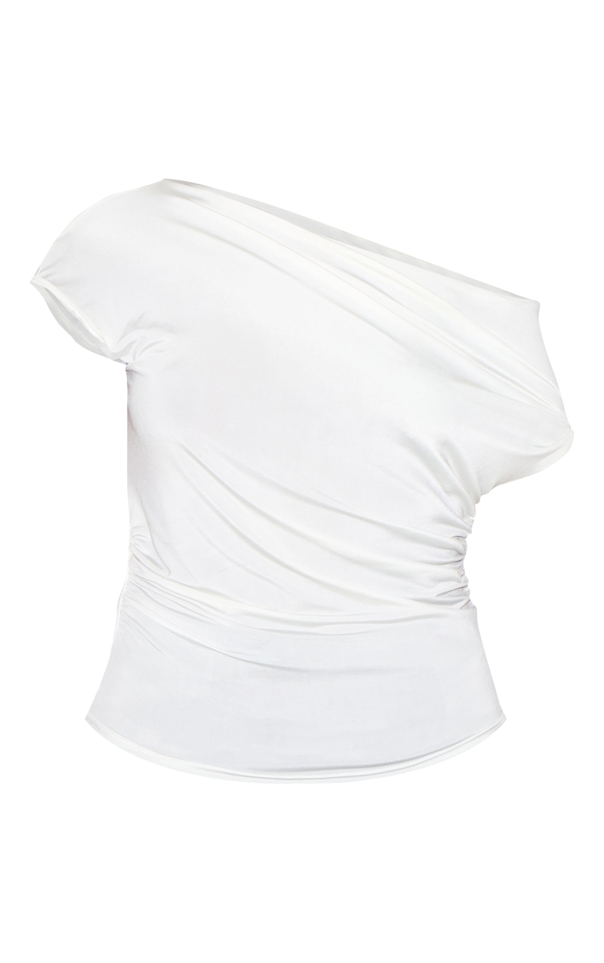 White Slinky Backless Asymmetric Long Top image 5