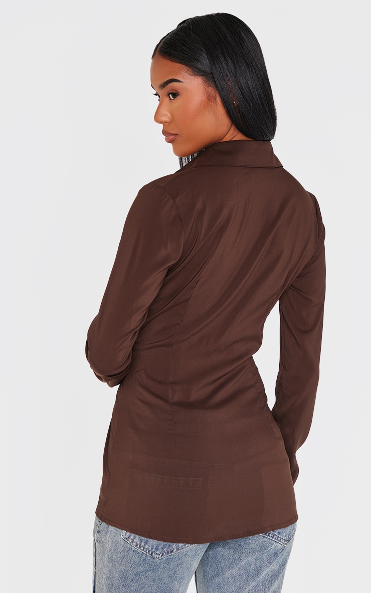 Dark Chocolate Chiffon Fitted Shirt image 2