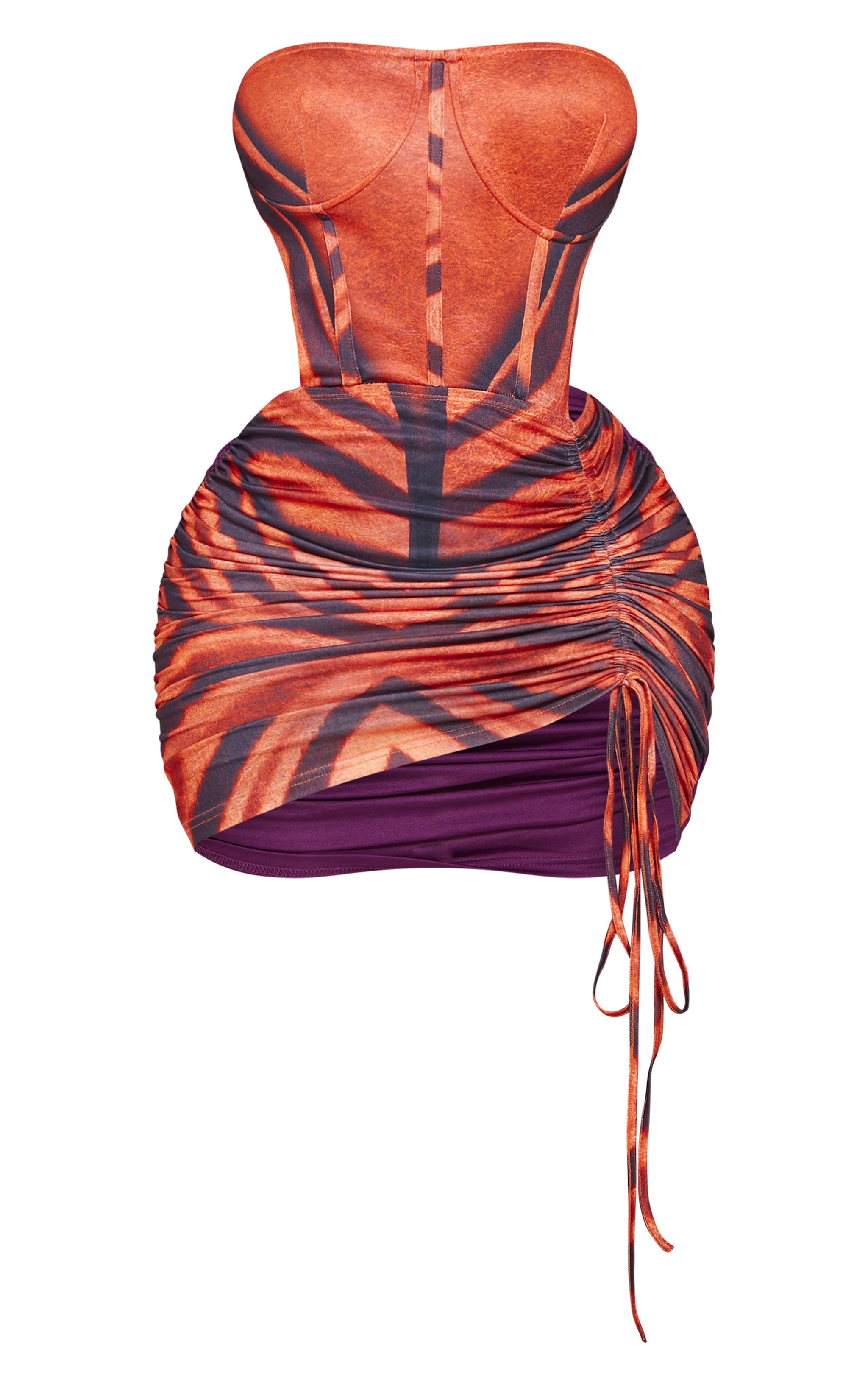 Shape Zebra Slinky Printed Bandeau Corset Ruched Dress image 5