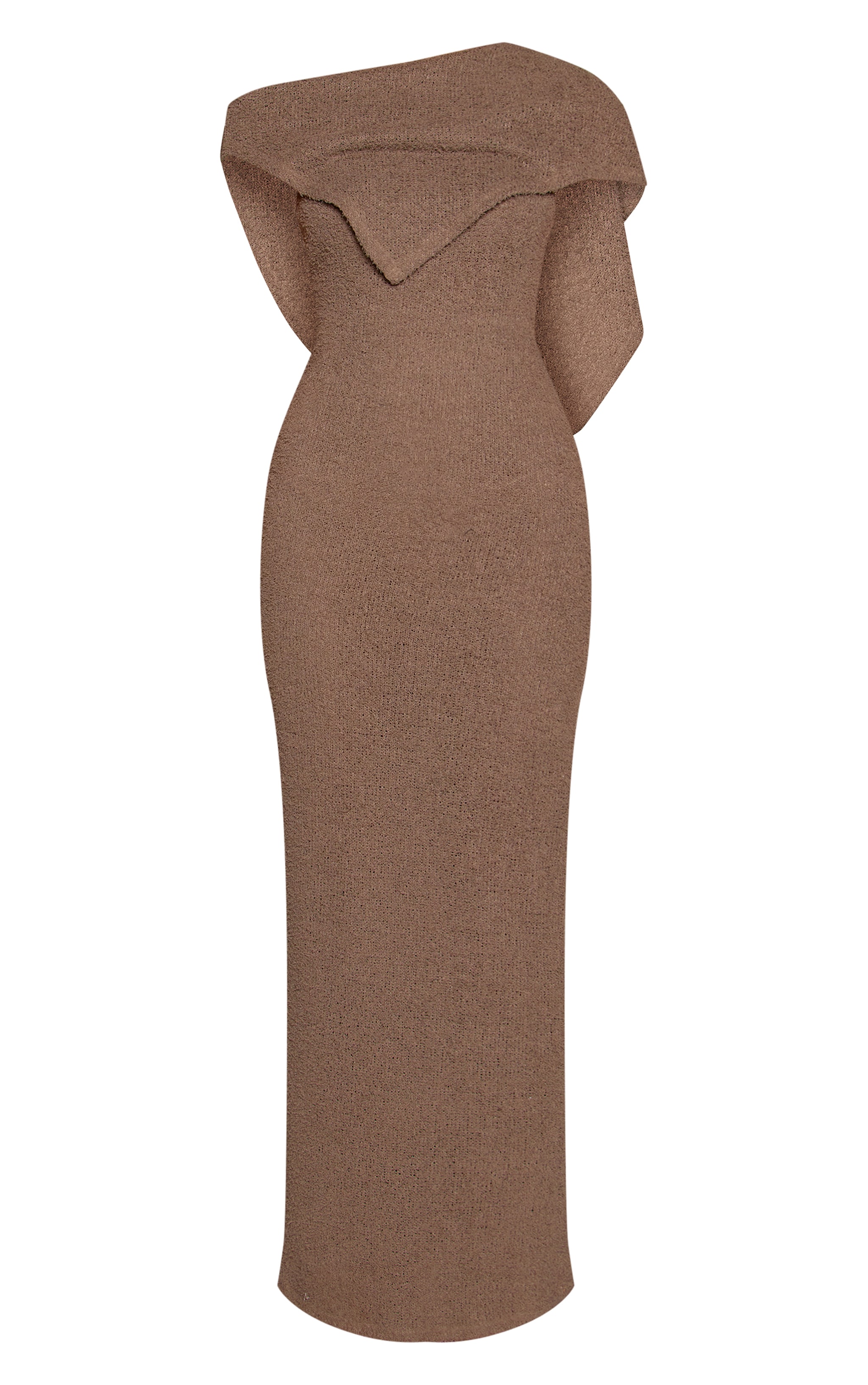 Taupe Textured Cape Detail Sleeveless Maxi Dress image 5