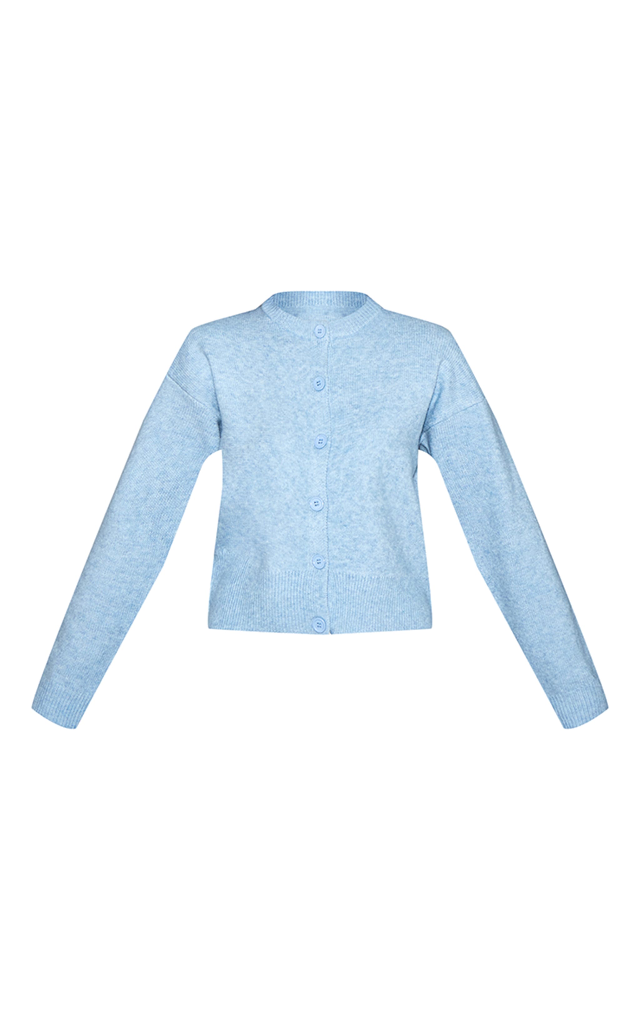 Light Blue Crew Neck Knit Cardigan image 5