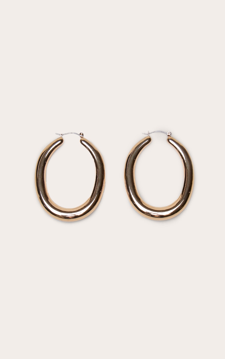 Gold Smooth Chunky Statement Hoop Earrings image 3