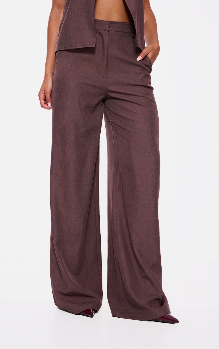 Chocolate Woven Straight Leg Trousers image 2