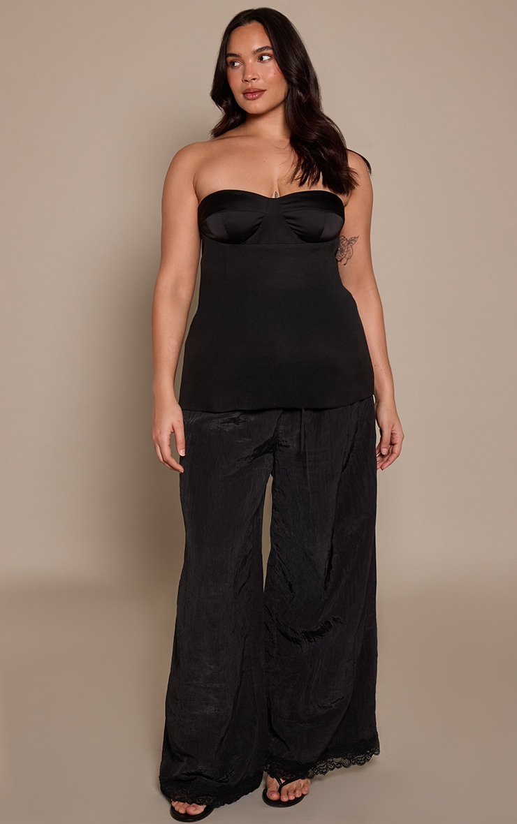 Plus Black Structured Woven Longline Corset  image 3