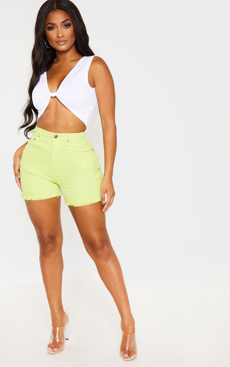 Shape Neon Lime High Waist Denim Short image 5