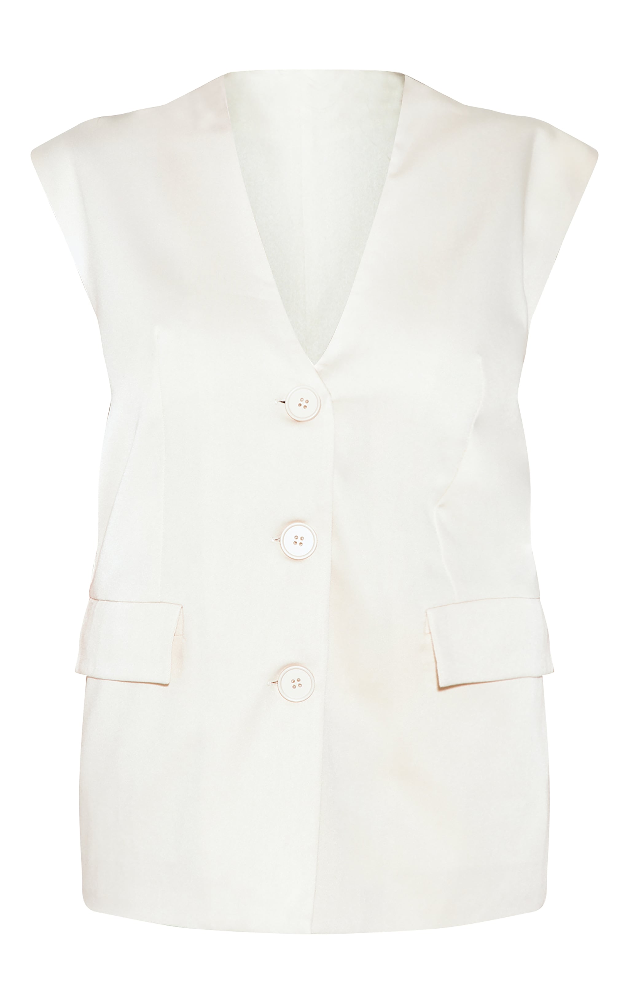Cream Oversized Tailored Woven Vest image 5