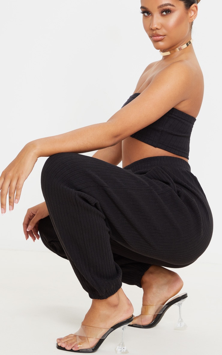 Black Heavy Rib Joggers