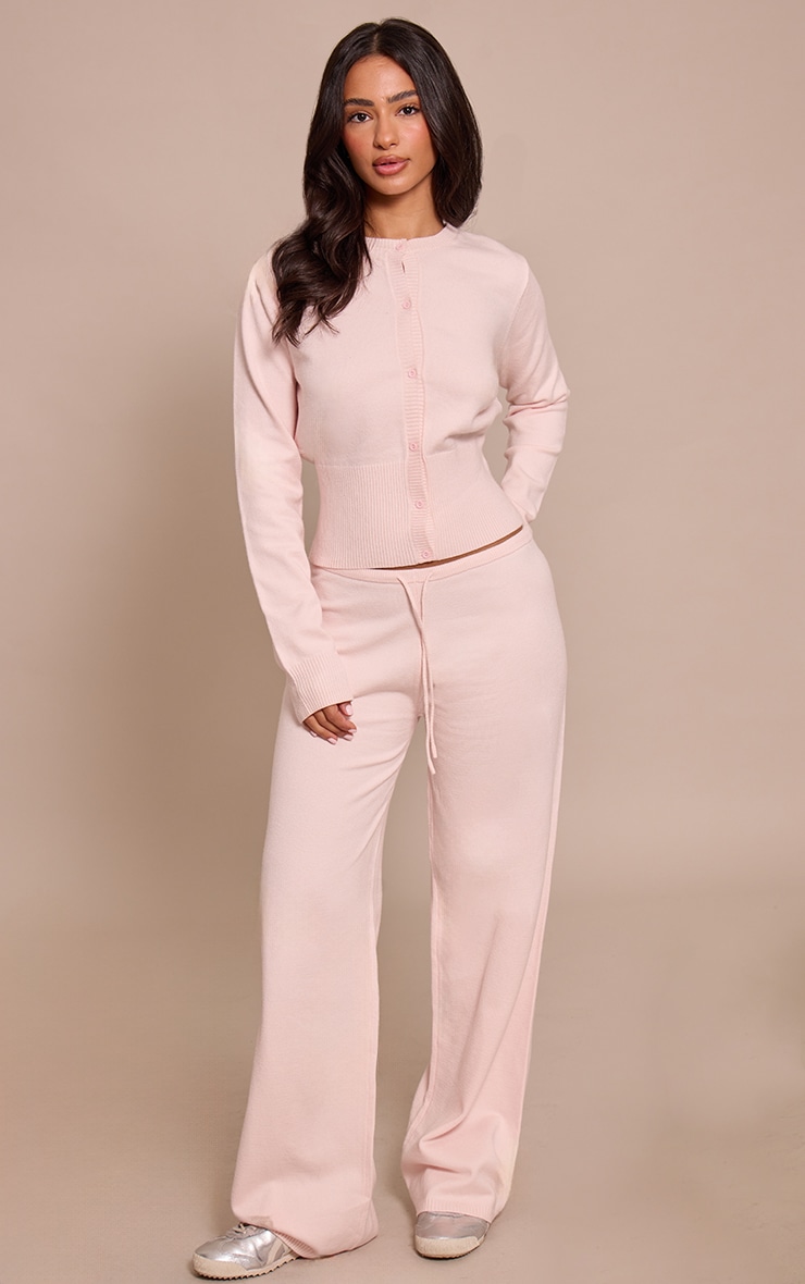 Petite Pink Wide Leg Knitted Pants image 1