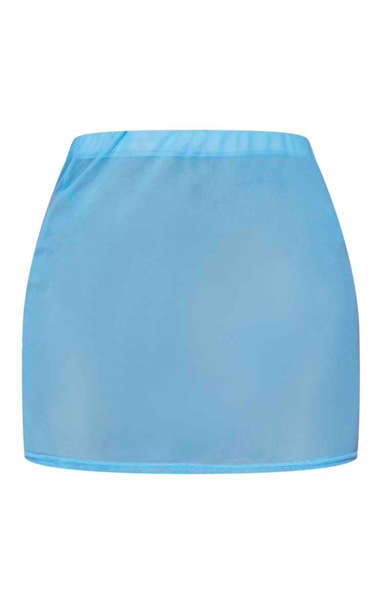 Bright Blue Mesh Micro Mini Beach Skirt image 6