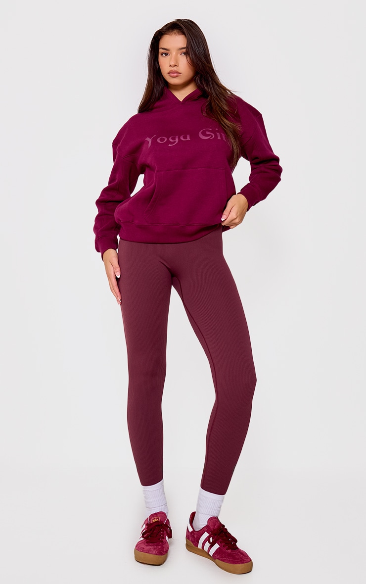 Plum Yoga Girl Print Oversized Hoodie image 3