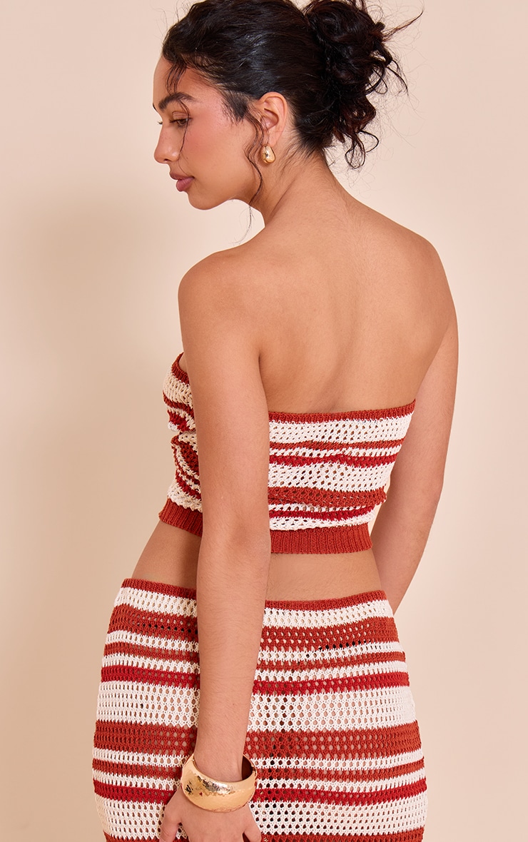 Rust Bandeau Stripe Crochet Top image 2