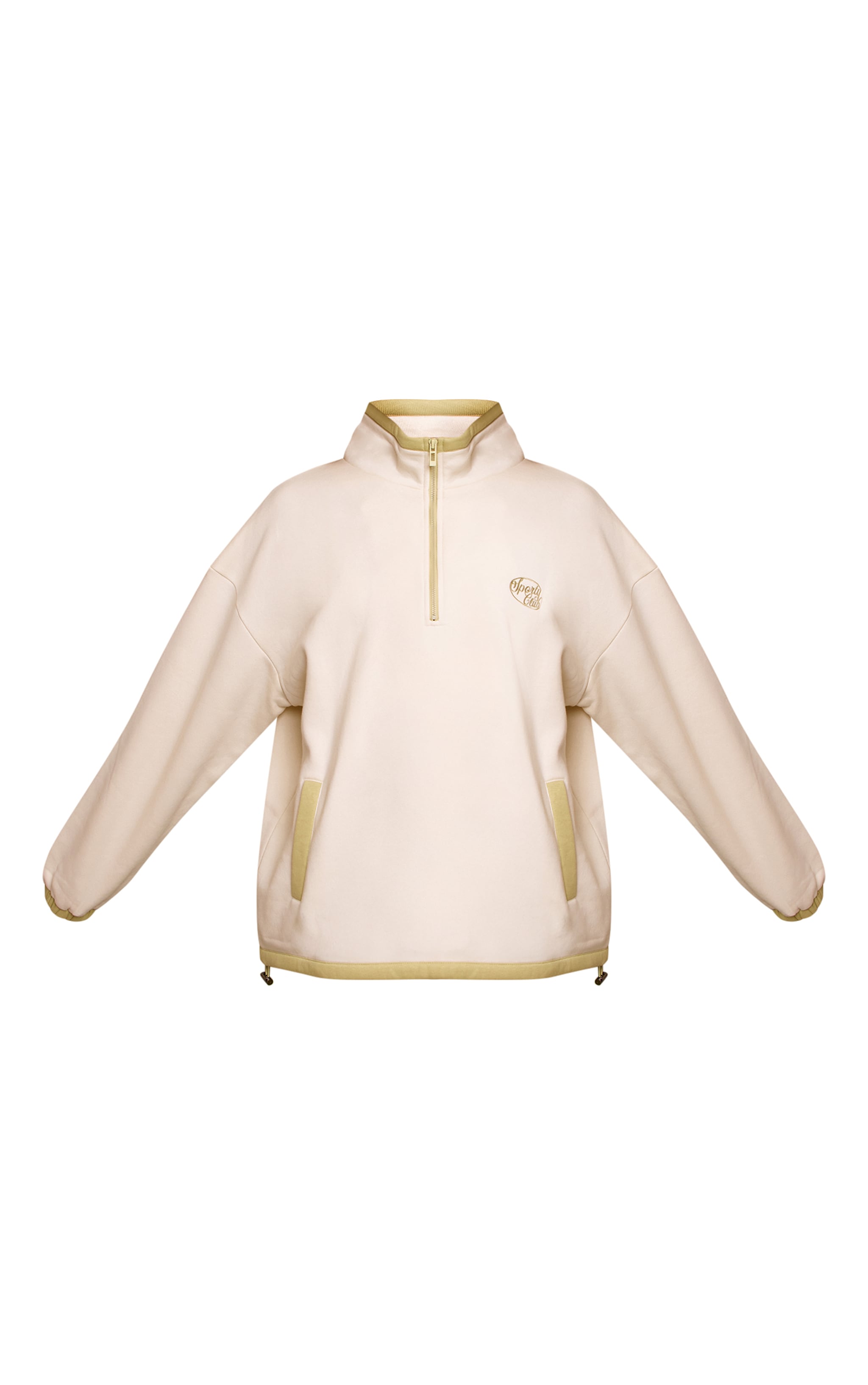 Cream Sporty Club Embroidered Quarter Zip Sweatshirt image 5
