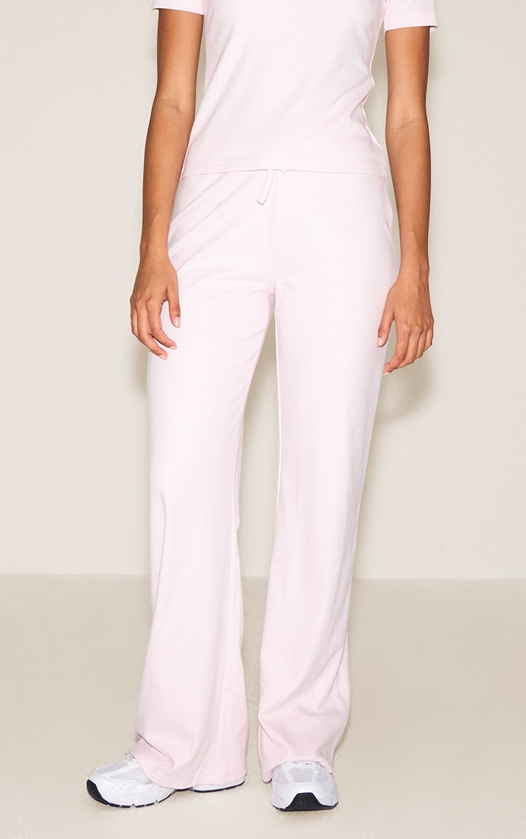 Baby Pink Low Rise Super Soft Skinny Flared Pants image 2