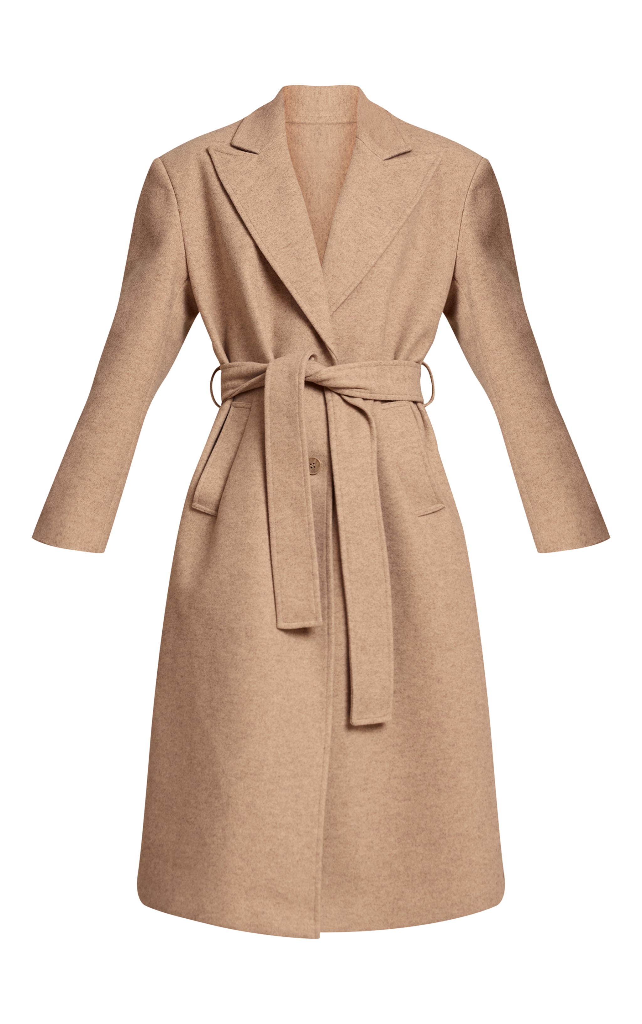 Oat Single Breasted Self Tie Wool Look Maxi Coat image 5