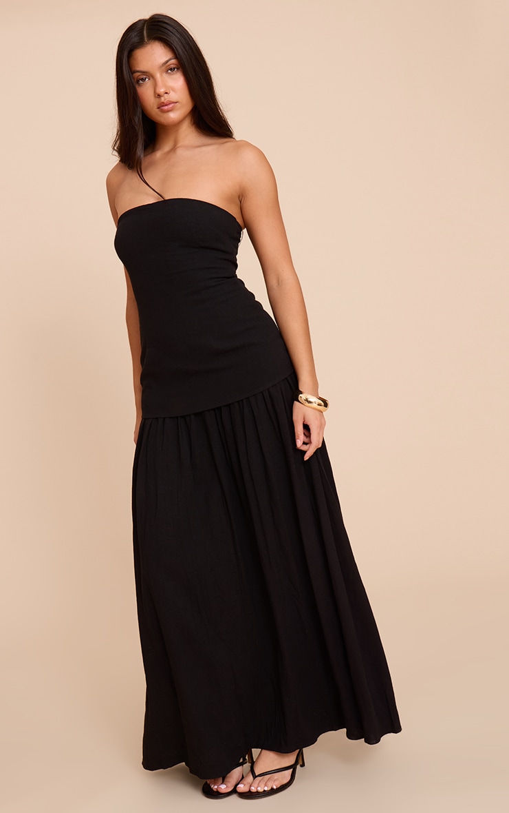 Black Bandeau Long Line Maxi Dress image 3