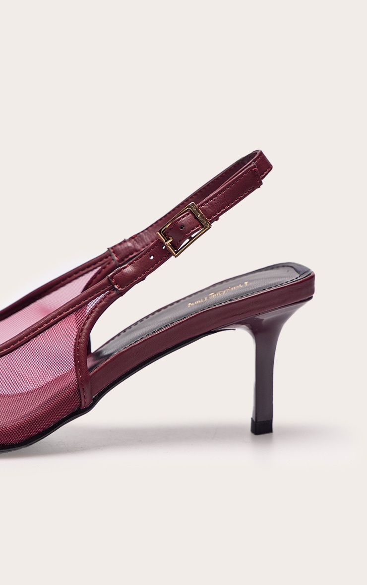 Burgundy Mesh Pointed Toe Sling Back image 5