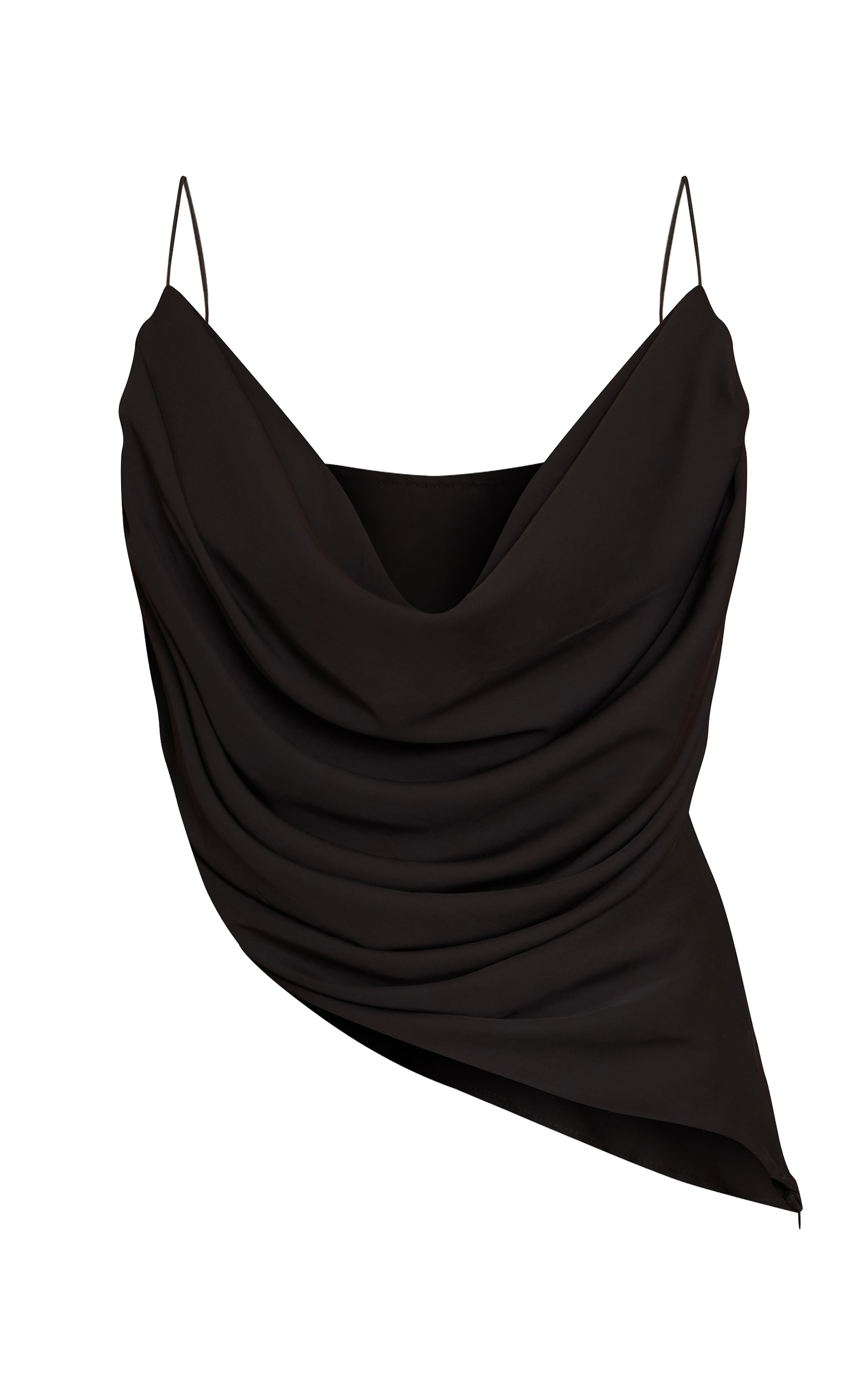 Black Satin Drape Plunge Cowl Top image 5