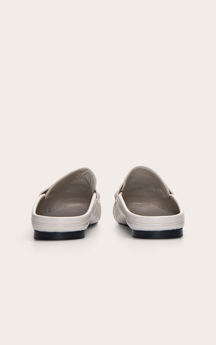 Cream Ruched Round Toe Loafer Mule image 4