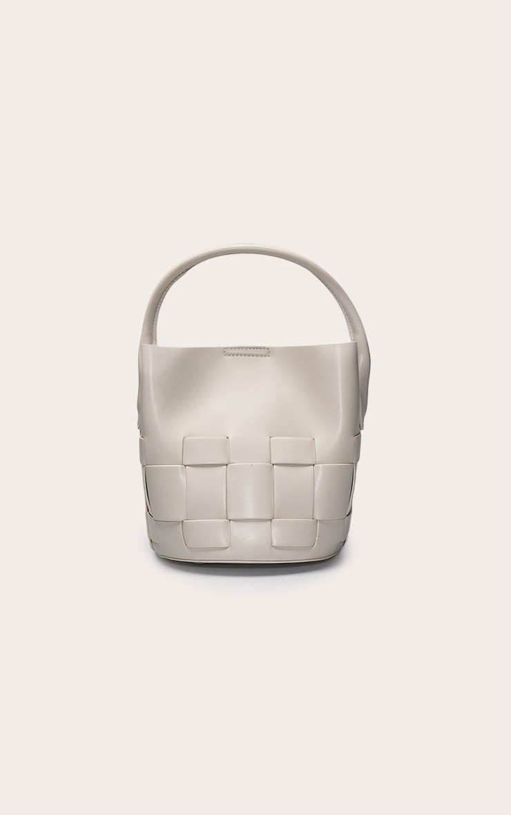 Cream PU Weave Detail Cross Body Bag image 2