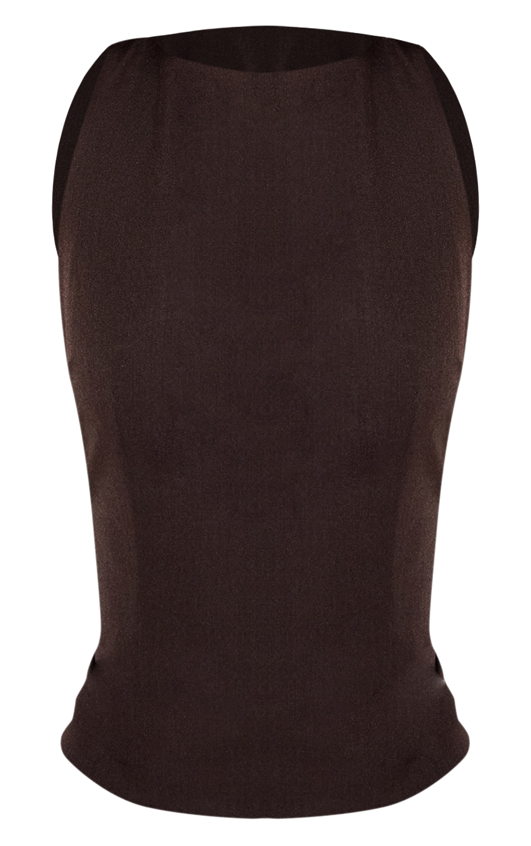 Dark Brown Racer Neck Detail Top image 5