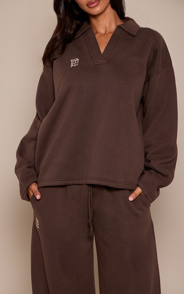 Petite Chocolate PLT Collared Sweatshirt  image 4