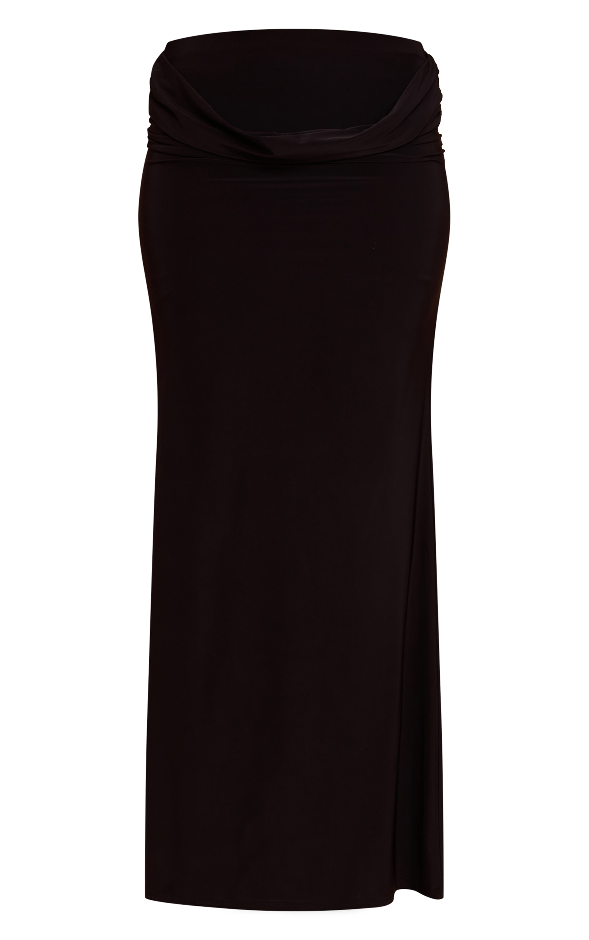 Black Double Layer Slinky Drape Waist Maxi Skirt image 5
