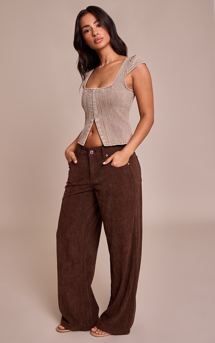 Petite Mushroom Denim Cinched Strappy Top image 3