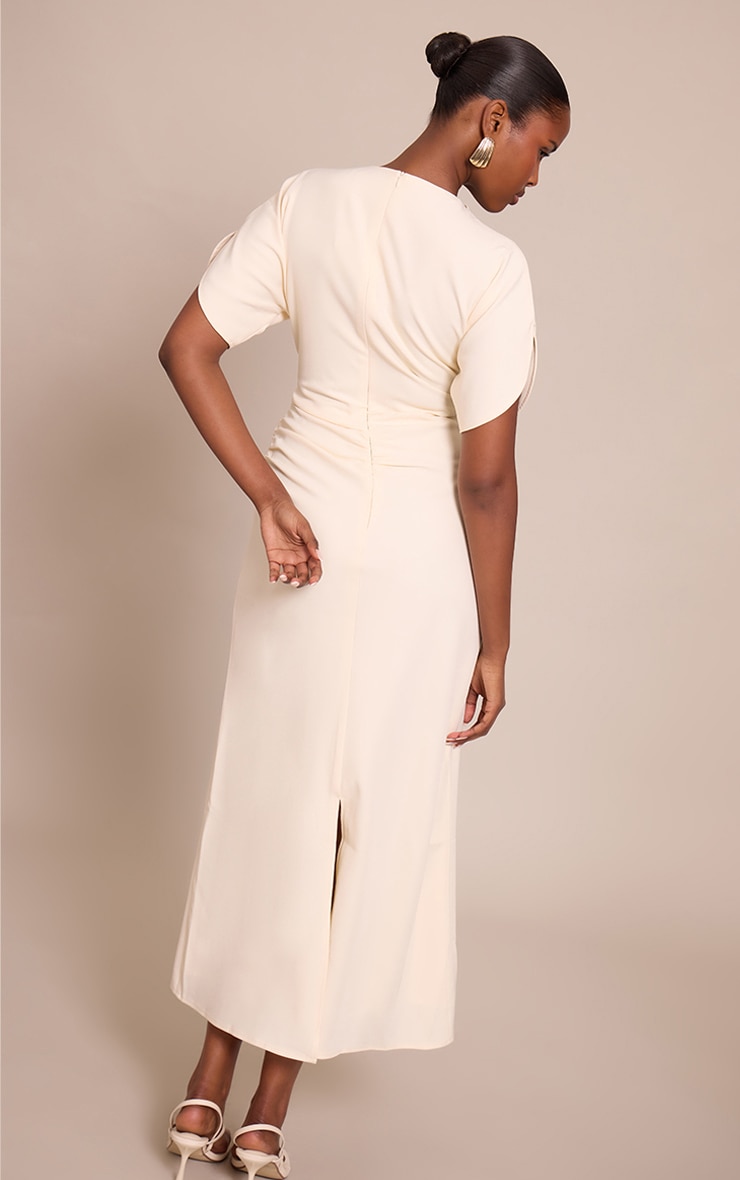 Cream Short Sleeve Woven Maxi Dress image 2