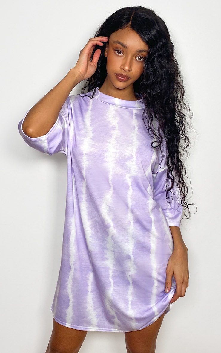 Lilac Tie Dye Oversized Boyfriend T Shirt Dress