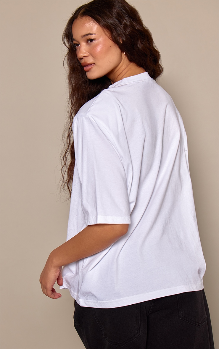 White Shoulder Detail Boxy T-Shirt  image 4