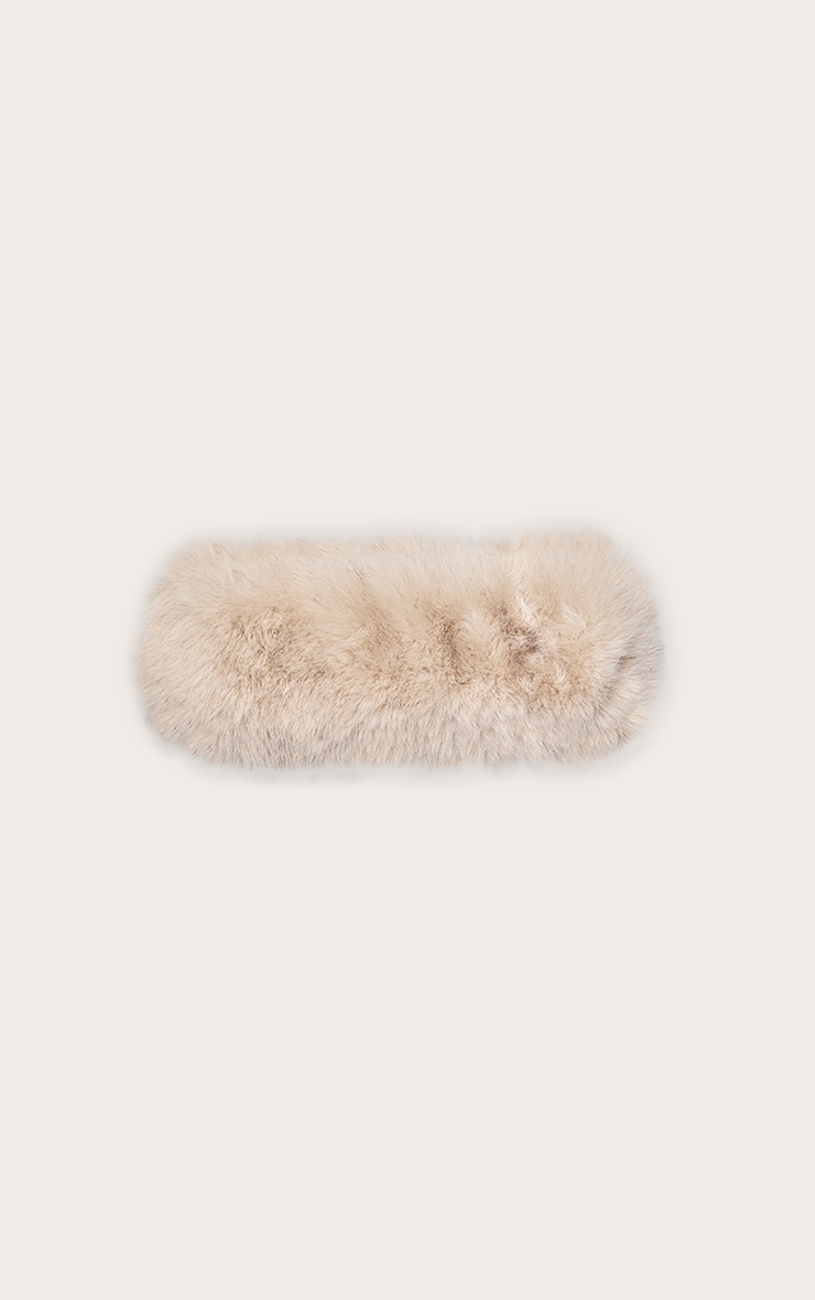 Bandeau en fausse fourrure style vison crème image 2