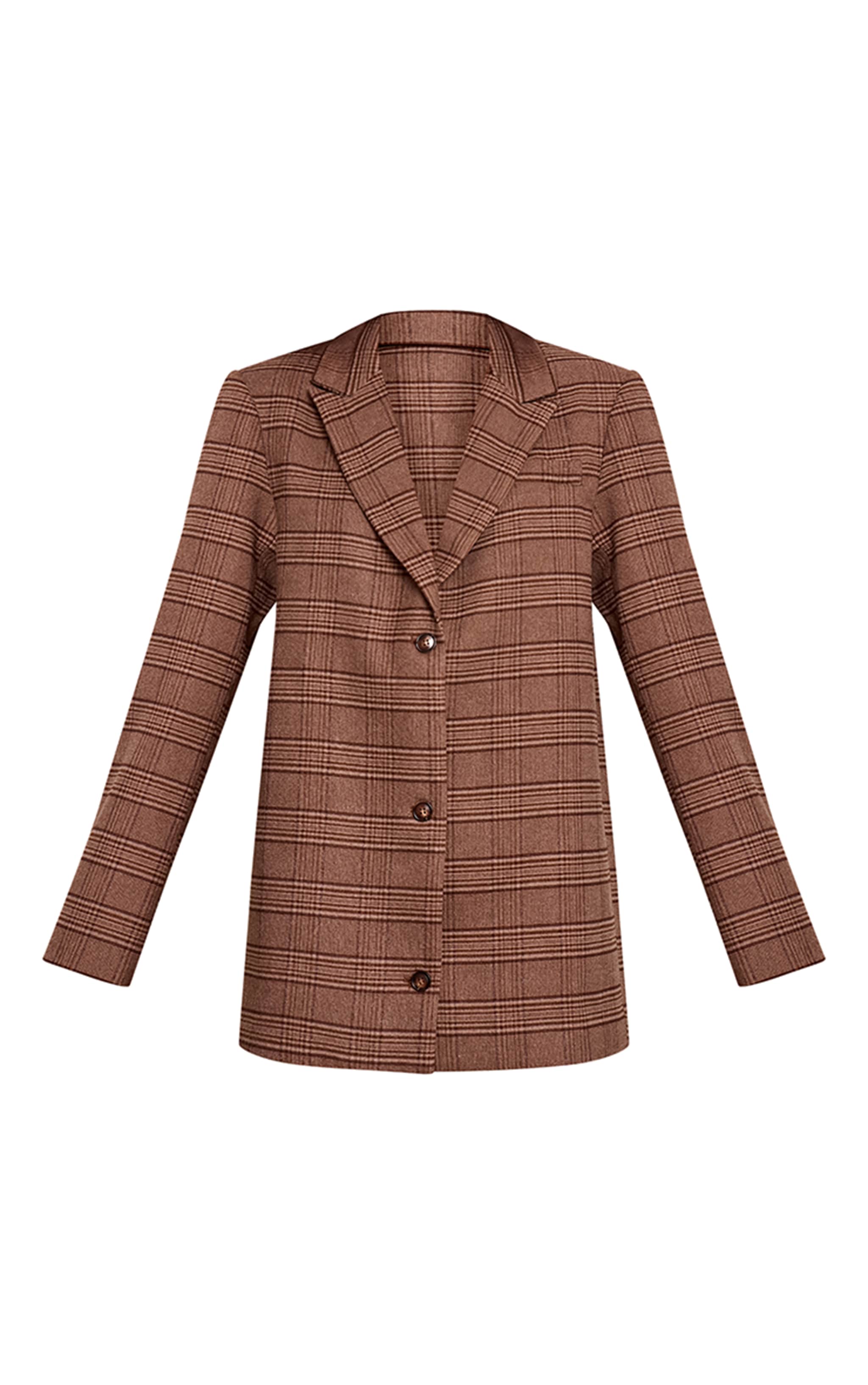 Brown Check Oversized Structured Blazer Dress image 5