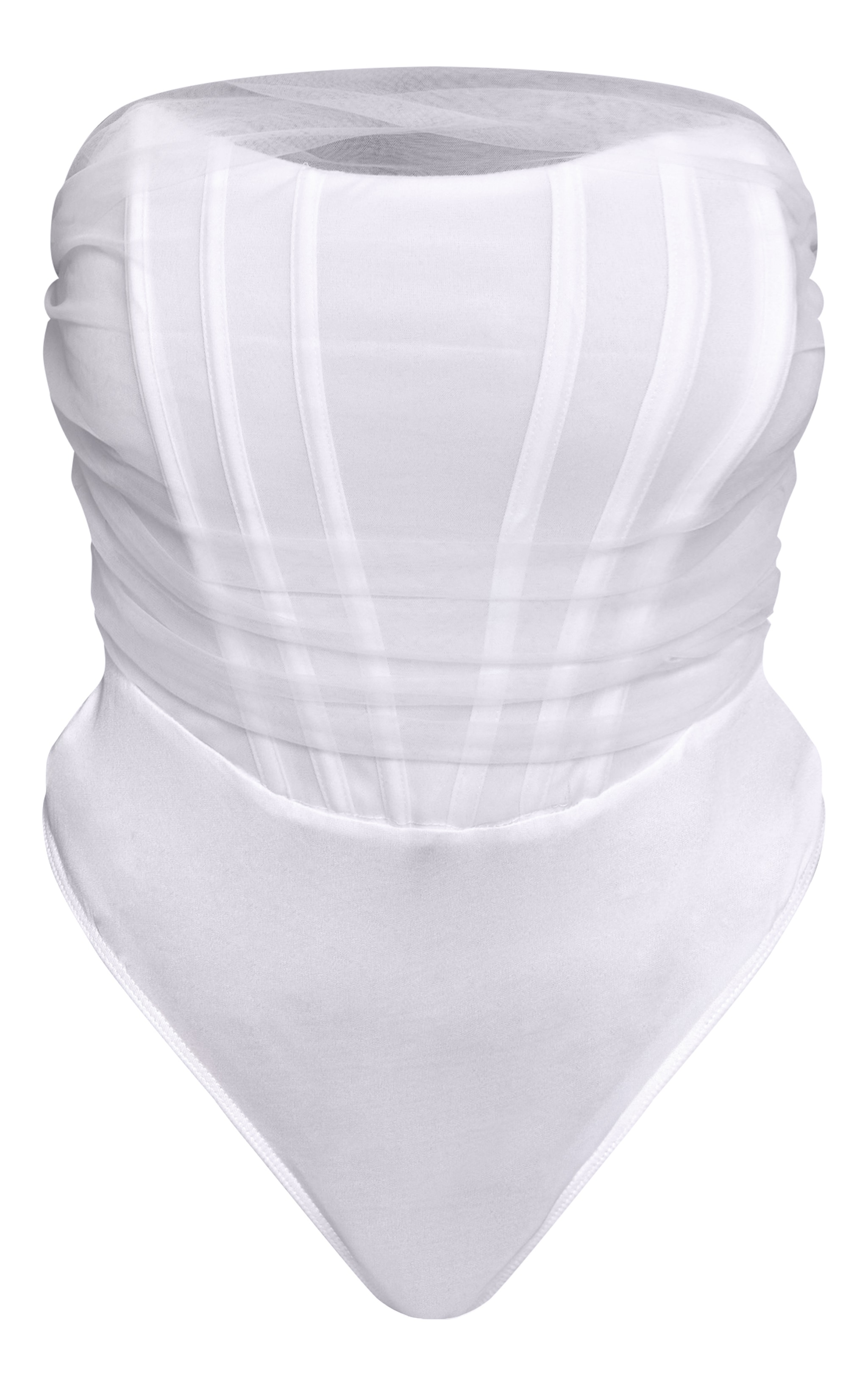 Shape White Mesh Detail Corset Bodysuit image 5
