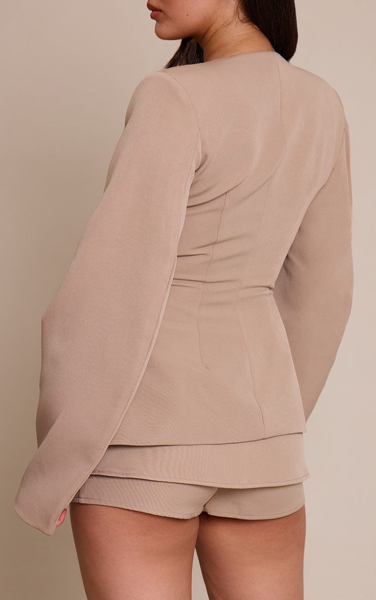 Jupe-short de tailleur tissée taupe image 3