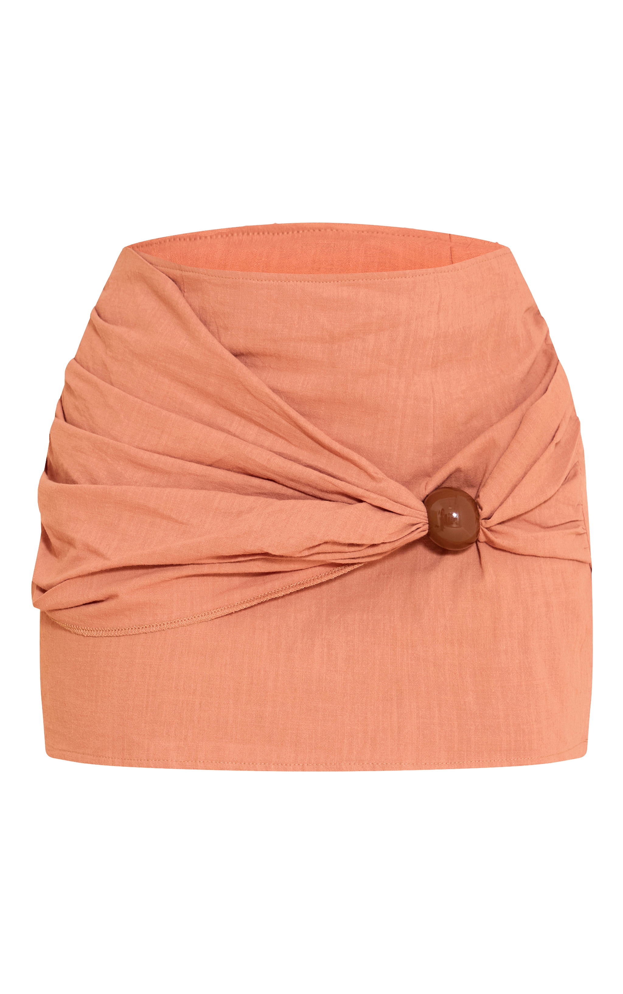 Shape Rust Linen Twist Front Beaded Mini Skirt image 6