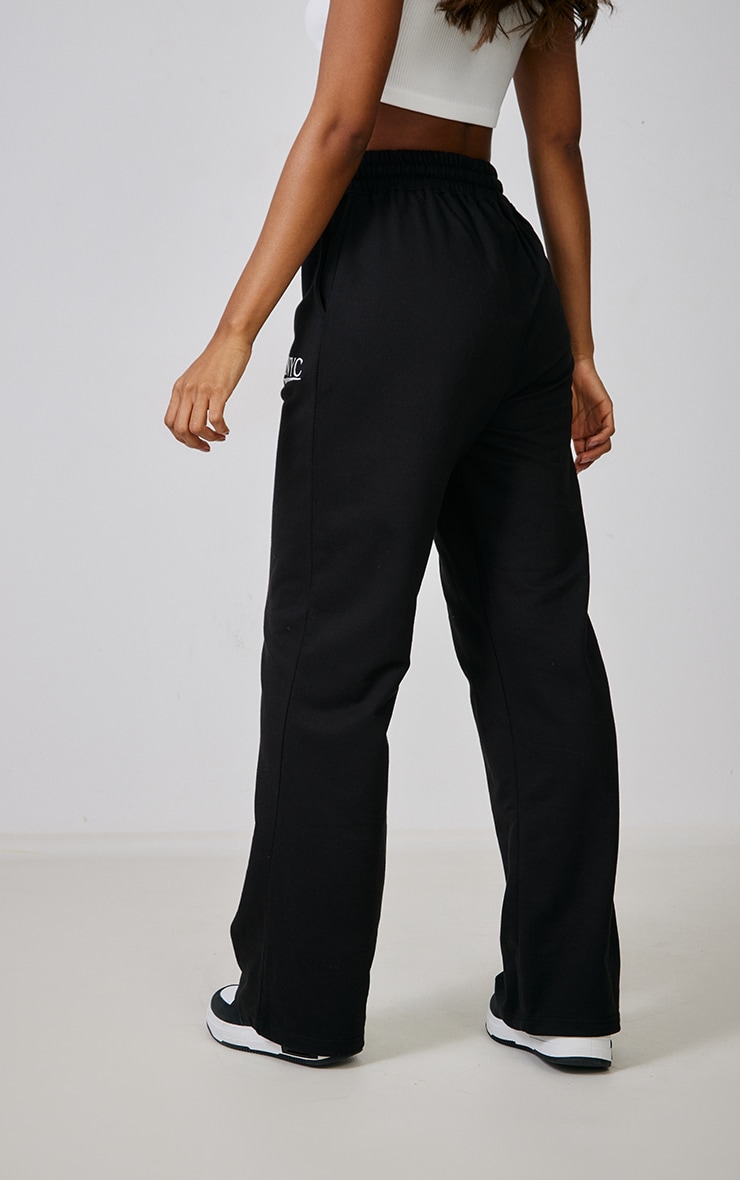 Black Nyc Printed Wide Leg Joggers image 3