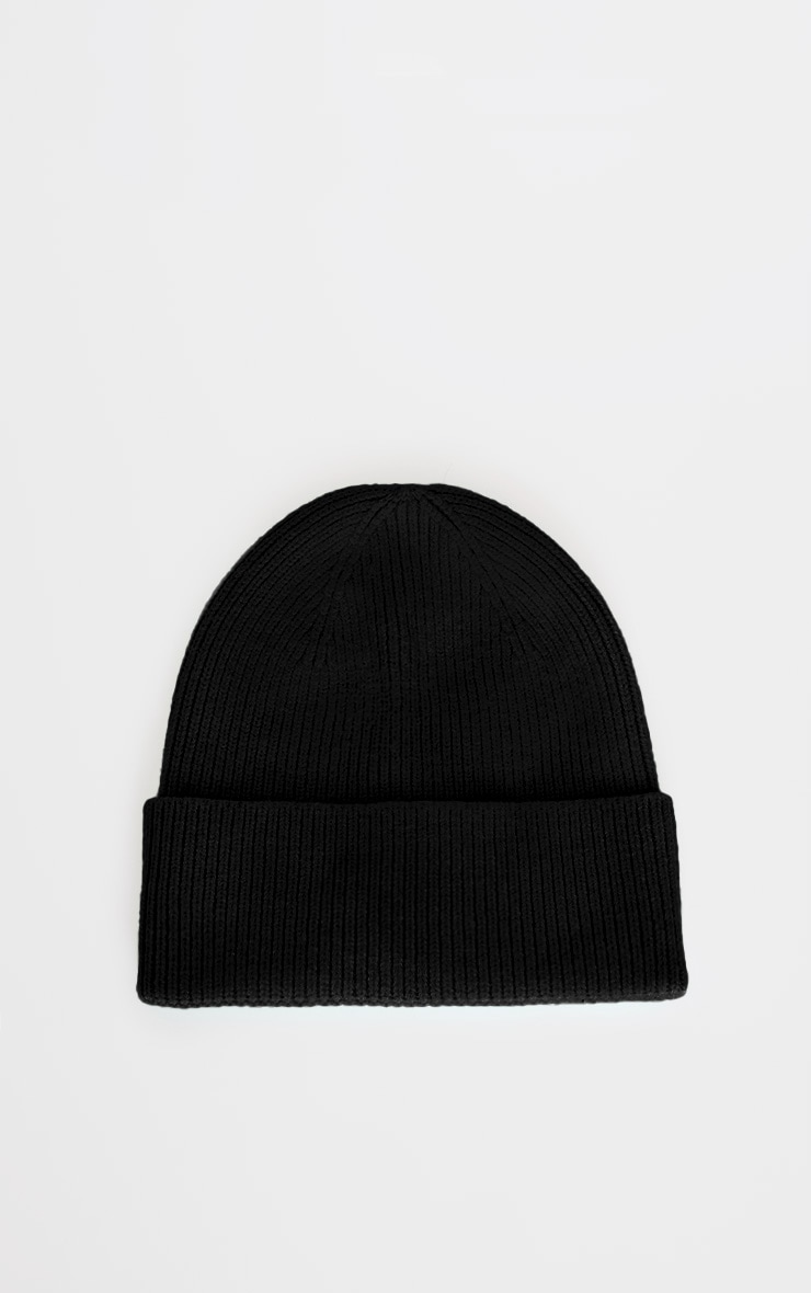 PRETTYLITTLETHING Black Ski Cable Knit Beanie image 3