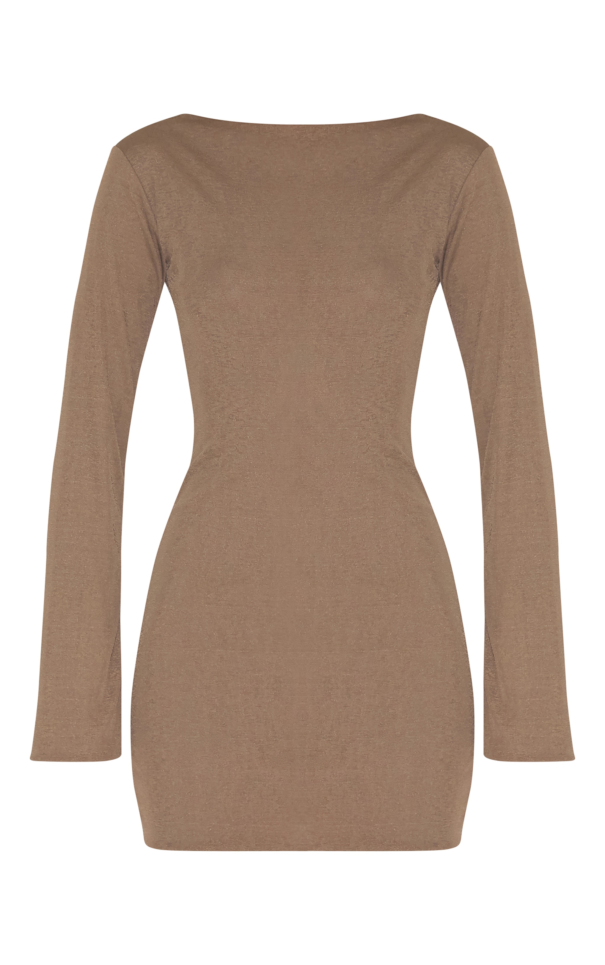 Mushroom Onion Skin Boat Neck Flute Sleeve Mini Dress image 5