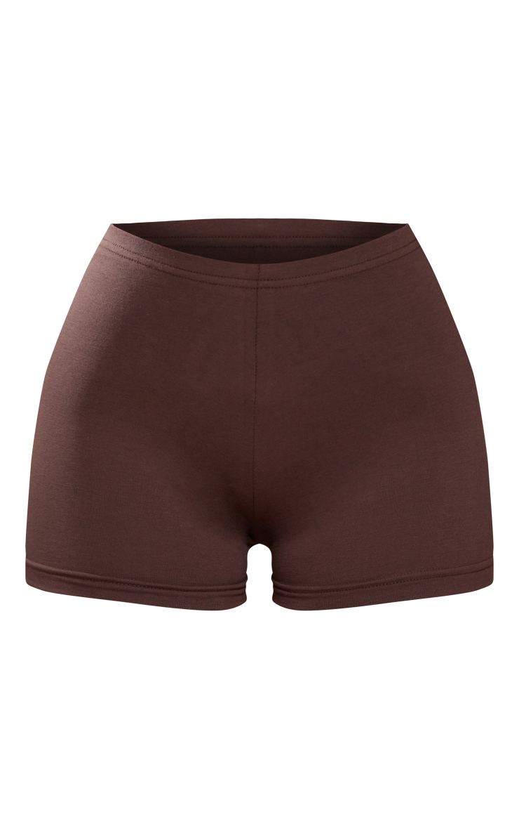 Petite Mini-short taille haute en coton chocolat image 6